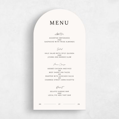 Beige Arch Wedding Menu - Keanu