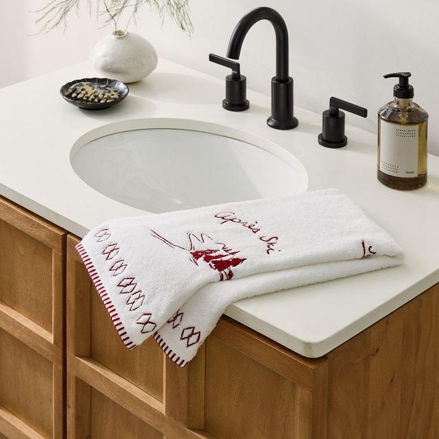 Apres Ski Hand Towel, 20x30, Red/White
