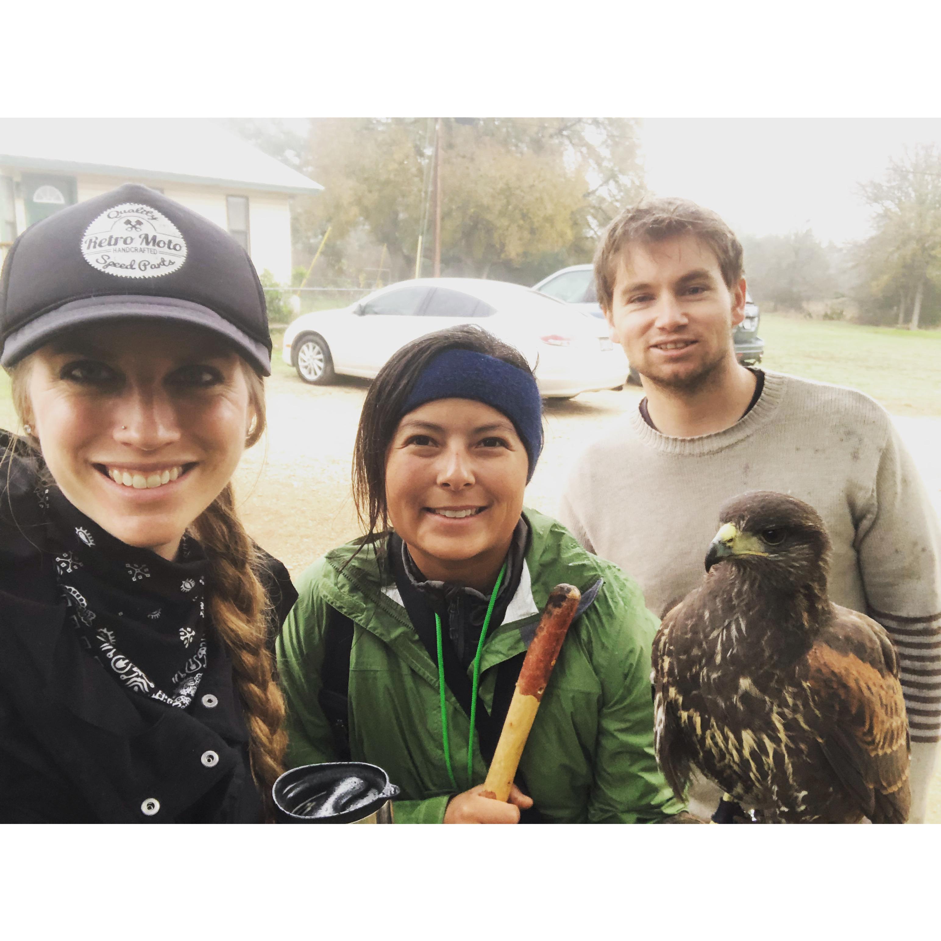 When your friend comes to visit from out of state, you take them hawking in the rain :)