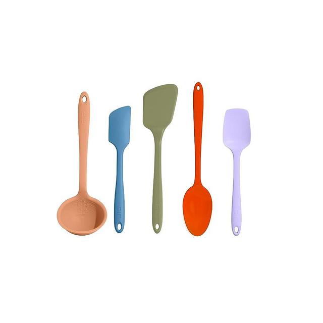GIR: Get It Right Premium Silicone 5 Piece Utensil Set - Non-Stick Heat Resistant Kitchen Cooking and Serving Utensils - Silicone Spatula, Flip/Turner, and Spoonula - Mediterranean