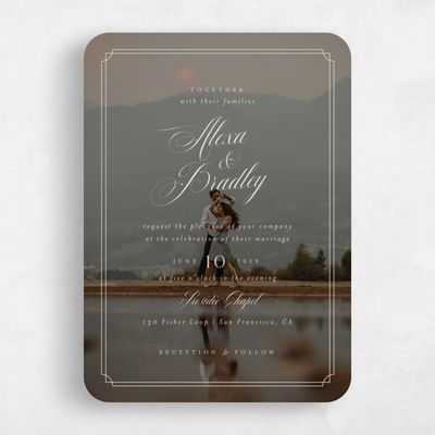 Beige Rounded Wedding Invitation - Loren Portrait