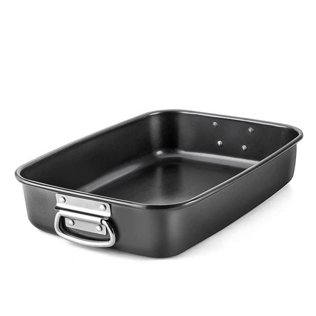 Nonstick Lasagna Pan 3 Inch Deep - HONGBAKE 15x10 Baking Pan with Stainless Steel Handles Extra Deep Sheet Cake Pan for Lasagna Noodle, Brownie Easy to Clean And Dishwarsher Safe, Dark Grey