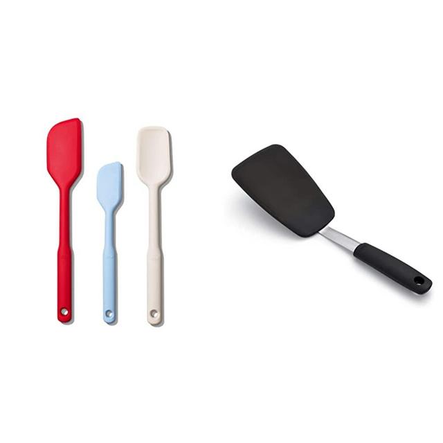 OXO Good Grips 3 Piece Silicone Spatula Set & Good Grips Large Silicone Flexible Turner, Stainless Steel