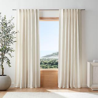 Linen Pinstripe Blackout Window Curtain Panel