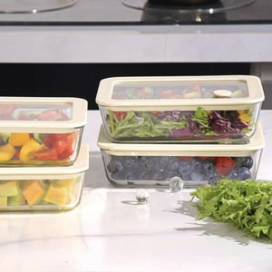 Glass Food Container Set with Glass Lid, 4 Pack, Food Storage Containers Set, Airtight, LeakProof, 100% Plastic Free, Meal Prep Containers (White Color)
