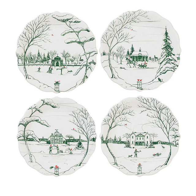 Country Estate Winter Frolic Party Plate Assorted Set/4