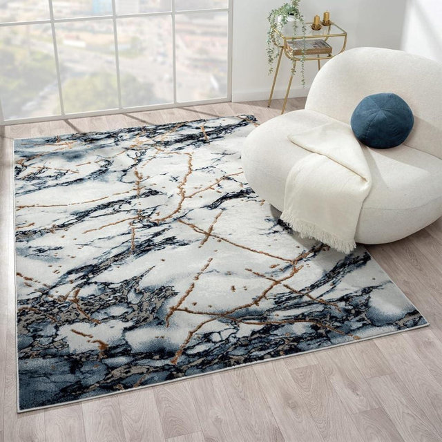 LUXE WEAVERS Marble Abstract Blue 5x7 Area Rug