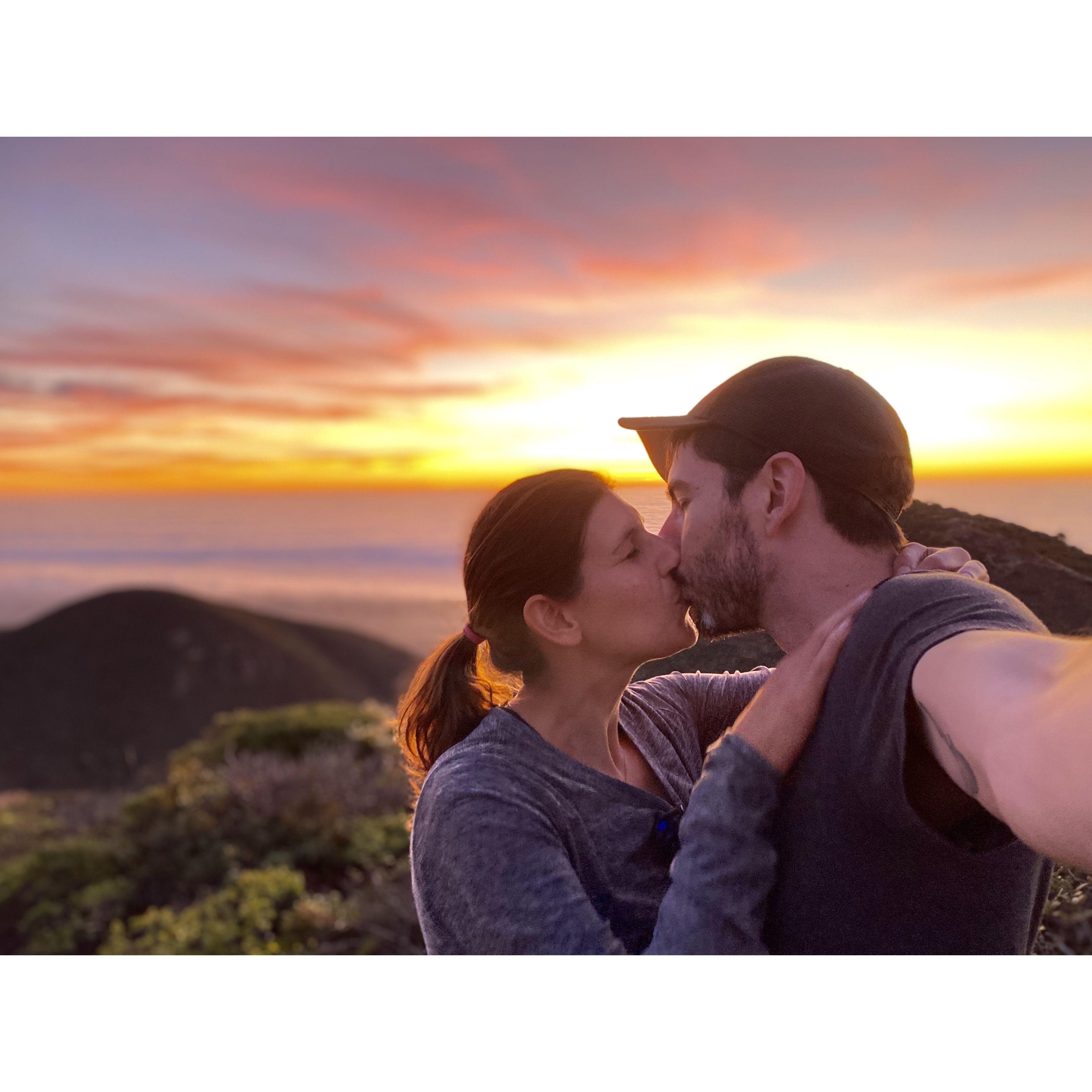 Sunset on top of Montara Mountain after flying past it in a Cessna