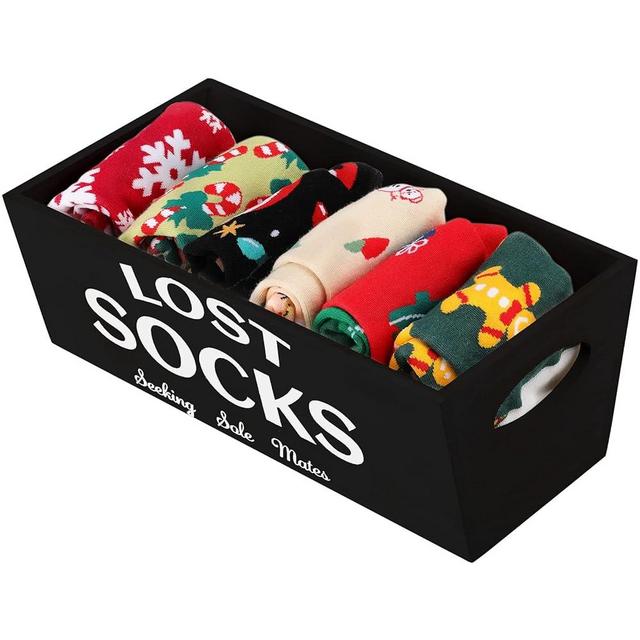 Lost Socks Basket Lost Socks Sign Farmhouse Laundry Room Decor and Accessories Lost Socks Bin Laundry Room Decor Laundry Room Storage Organization Hanging Wall Basket for Laundry Room Storage (Black)