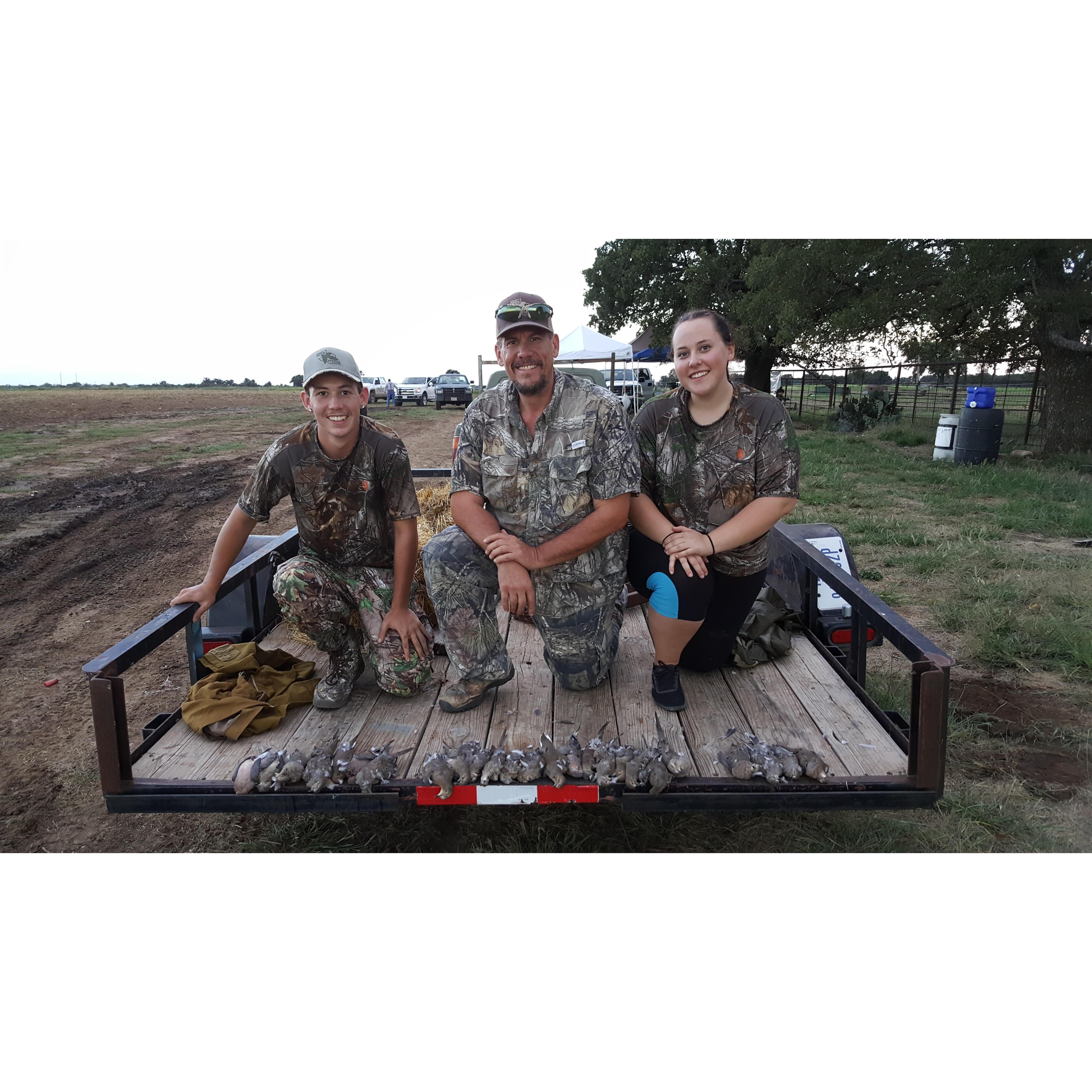 William, Serena, and Serena's dad Brent on a young adult guided hunt in Texas.  They all got their limit!