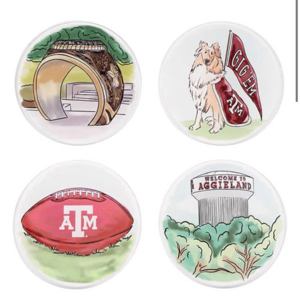 Texas A&M Aggies 4 Pack Coaster - White