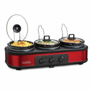 Cooks 3x1.5Qt. Triple Slow Cooker with Lid Rests