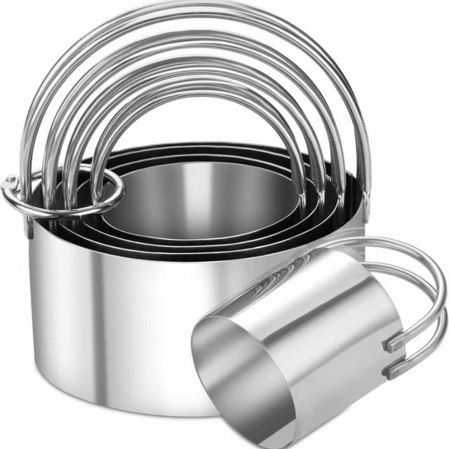 Cookie Cutters Circle Biscuit Butters (5 Pieces/ Set), Round Cookies Cutter with Handle, Professional Baking Dough Tools (Round)