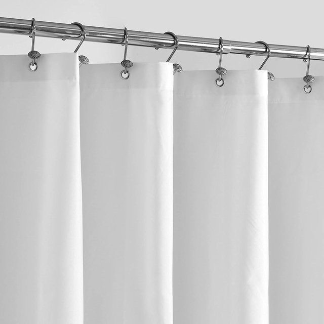 ALYVIA SPRING Extra Long Fabric Shower Curtain Liner Waterproof - 72" x 90", Soft & Lightweight XL Shower Curtain with Magnets, Machine Washable - 72x90, White