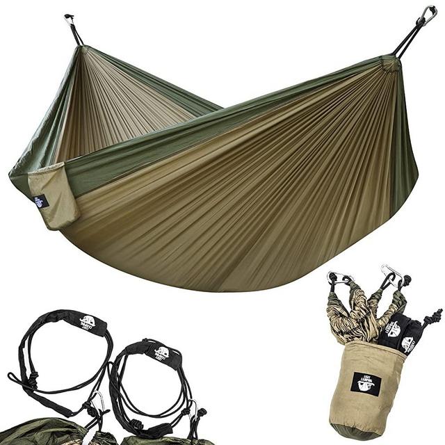 Legit Camping - Double Hammock - Lightweight Parachute Portable Hammocks for Hiking, Travel, Backpacking, Beach, Yard Gear Includes Nylon Straps & Steel Carabiners