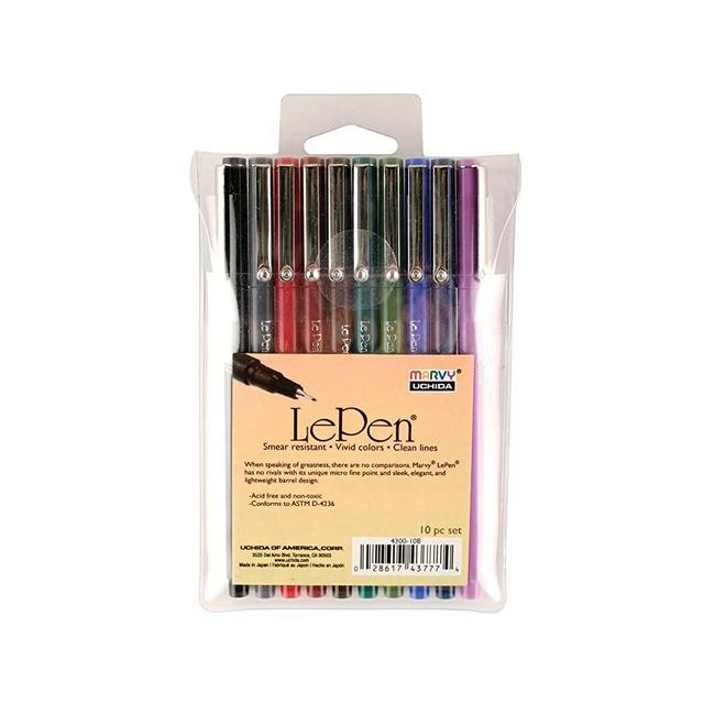 Uchida Of America 4300-10B 10-Piece 0.3 Point Size Le Pen Drawing Pen Set