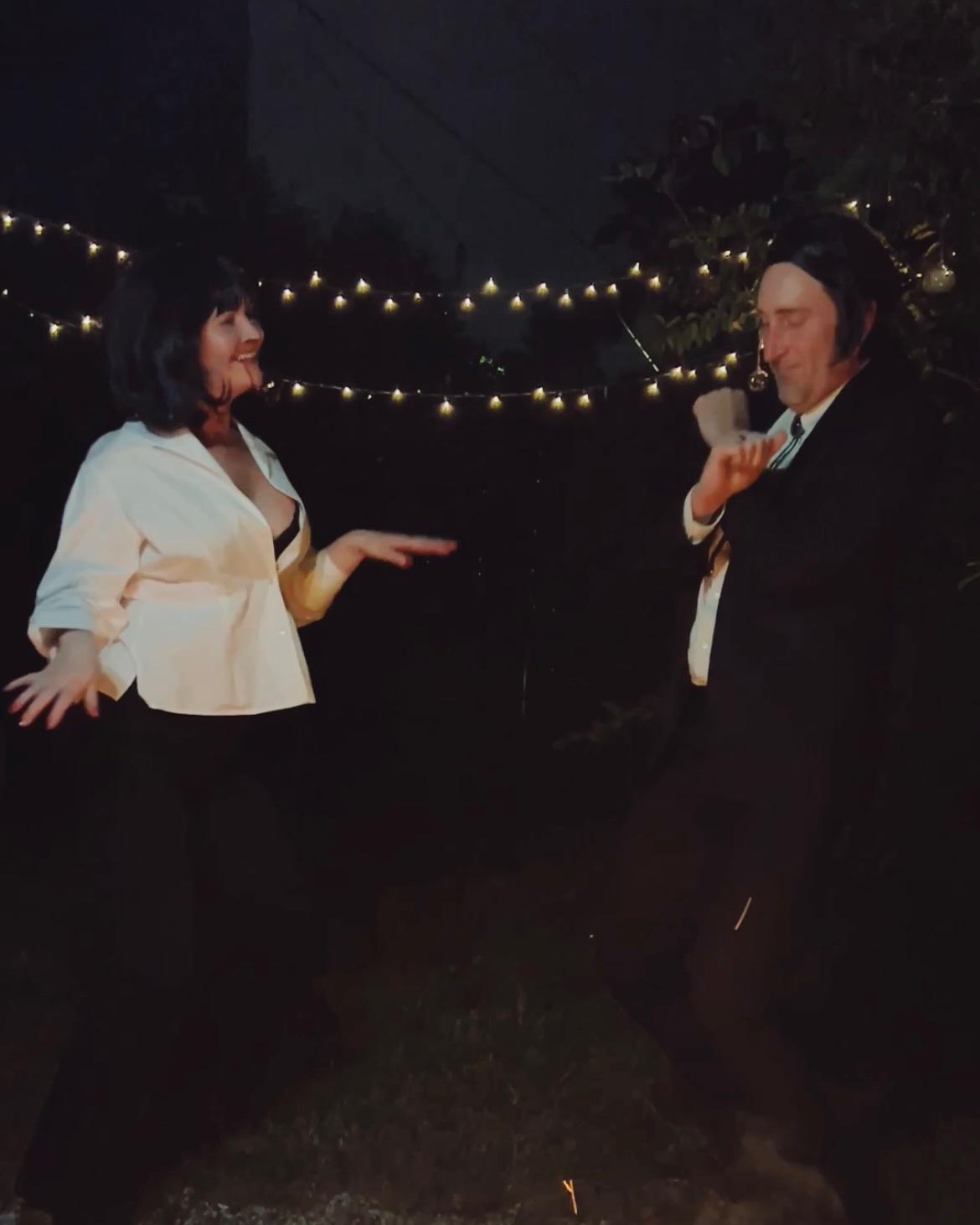 Halloween 2022 as Mia Wallace and Vincent Vega