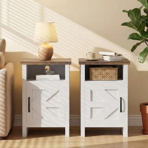 Living Room End Tables- White/Brown, Set of 2