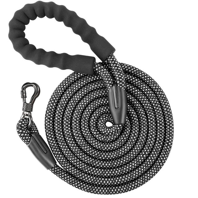 NTR Heavy Duty Dog Leash, 10FT Long Rope Leash with Swivel Lockable Hook, Reflective Threads and Comfortable Handle, for Medium and Large Dogs (Blue)