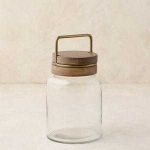 Wood with Antique Brass Canister Size Medium