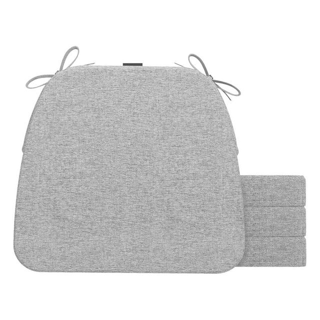 AAAAAcessories D-Shaped Chair Cushions for Dining Chairs with Ties and Removable Cover, 2'' Thick Dining Kitchen Chair Pads, Indoor Dining Room Chair Cushions, 17'' x 16'', 4 Pack, Light Gray