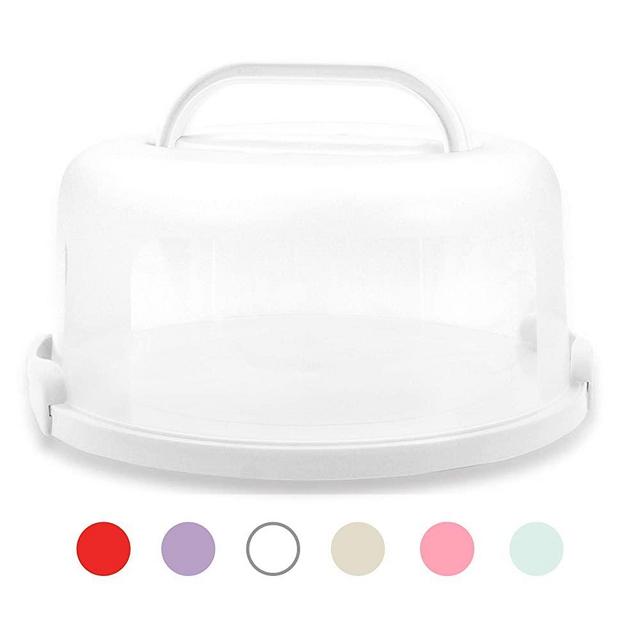 Top Shelf Elements Cake Carrier For Up To 10 inch x 4 1/2 inch Cake. Two Sided Fashionable White Stand Doubles as Five Section Serving Tray