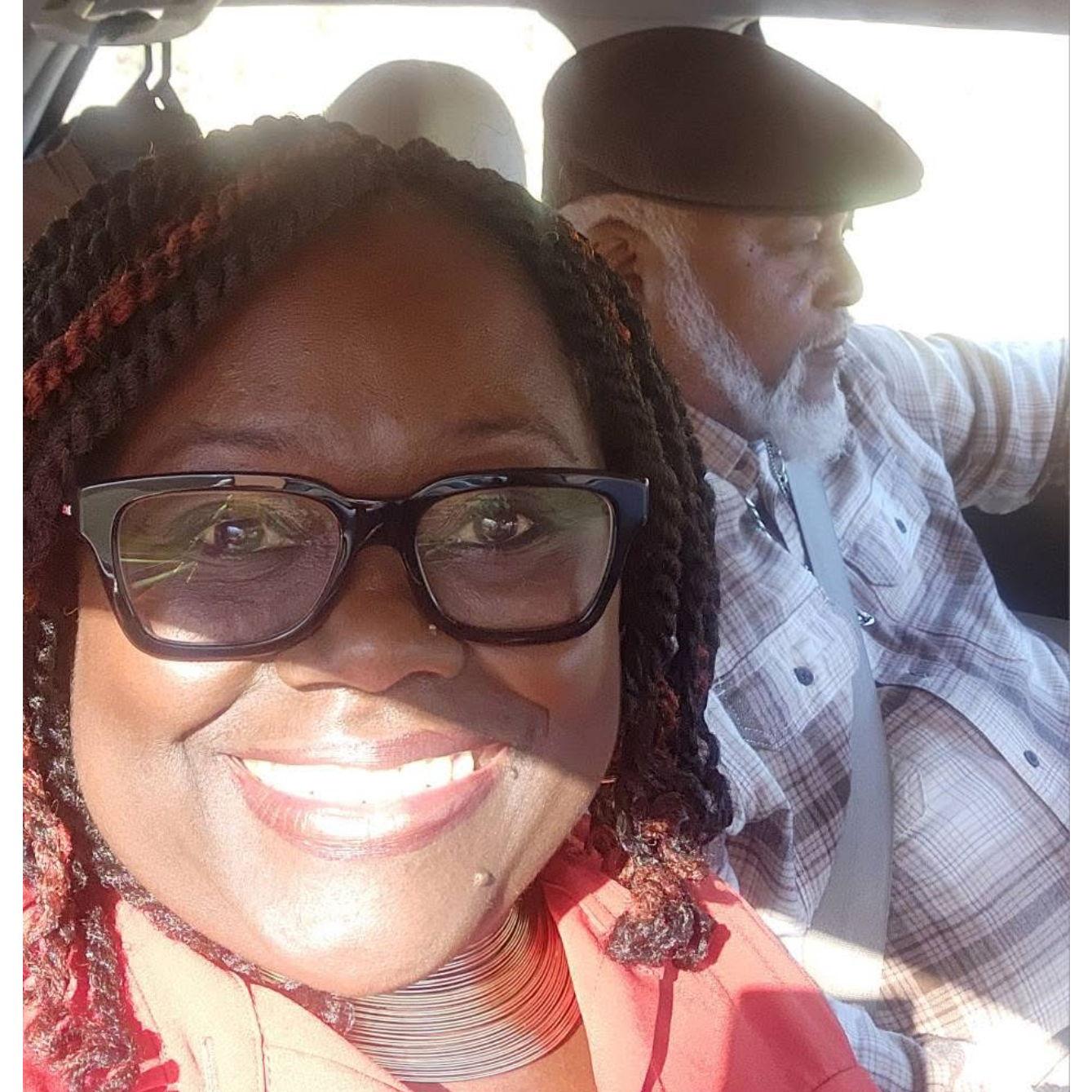 Alan behind the wheel, Mamie riding shotgun the perfect passenger princess. A joyful ride filled with love, laughter, and the road to forever.