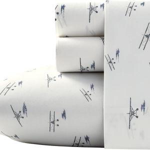 Eddie Bauer - Queen Sheets, Cotton Percale Bedding Set, Crisp & Cool Luxurious Bedding Set (Sea Planes Blue, Queen)