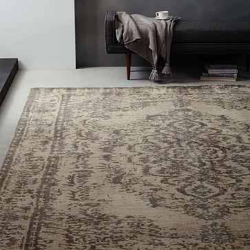 Distressed Arabesque Wool Rug - Neutral