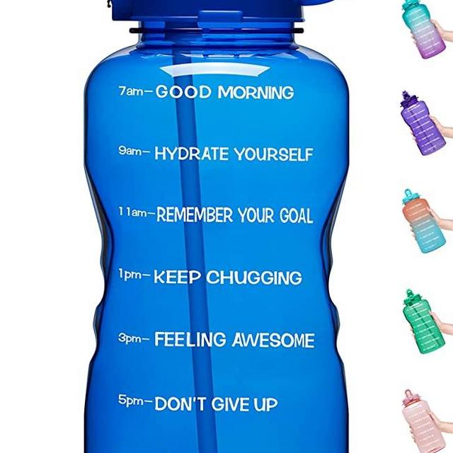 Venture Pal 64 OZ Water Bottle with Motivational Time Marker & Straw - Leakproof BPA Free Reusble Flip Top Water Bottle for Sports and Fitness Enthusiasts