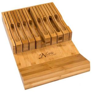In-Drawer Bamboo Knife Block Holds 16 Knives Without Pointing Up or Sliding Out Plus a Slot for your Knife Sharpener!n (KNIVES NOT INCLUDED)