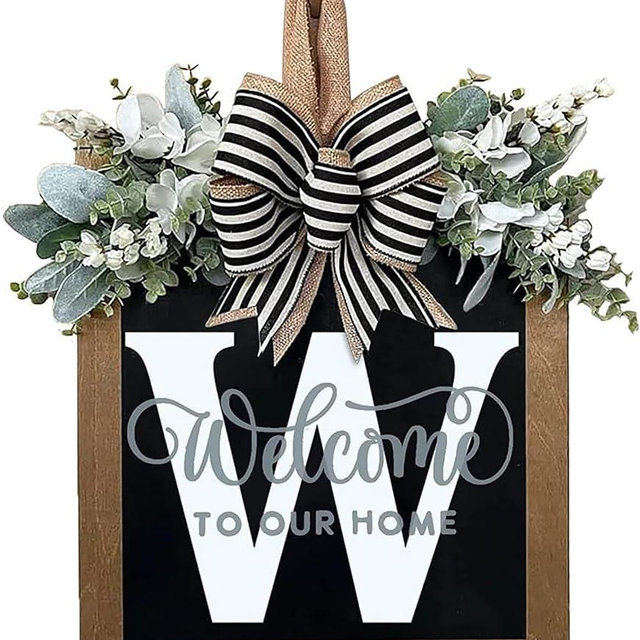 Front Door Garland Surname Welcome Sign Garland, Personalized Creative 26 Letter House Garland, Front Door Outdoor Door Garland, Spring Season Decoration Gifts (W)