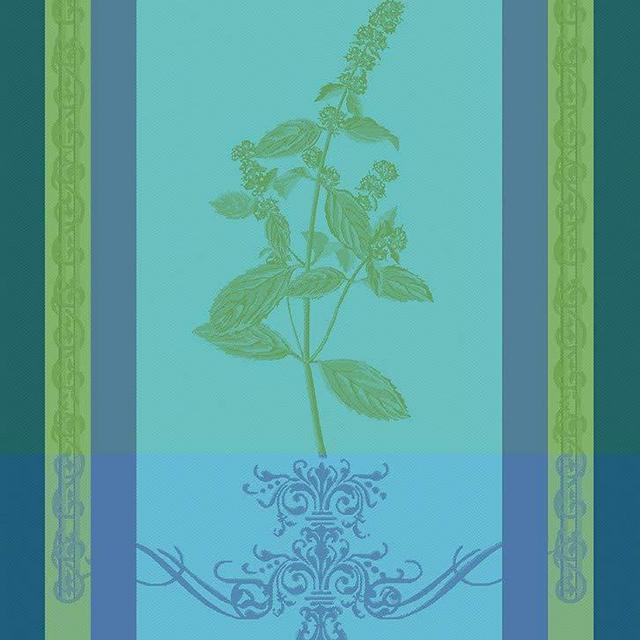 Garnier-Thiebaut, Brin de Menthe (Sprig of Mint) French Jacquard Kitchen/Tea Towel, 100 Percent Cotton