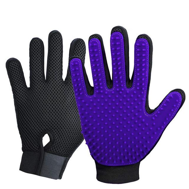 2020 New Version Pet Grooming Brush, Enhance Pet Grooming Glove with 255 Tips, Deshedding Glove for Dog and Cat, Left & Right Gentle De-Shedding Glove Brush