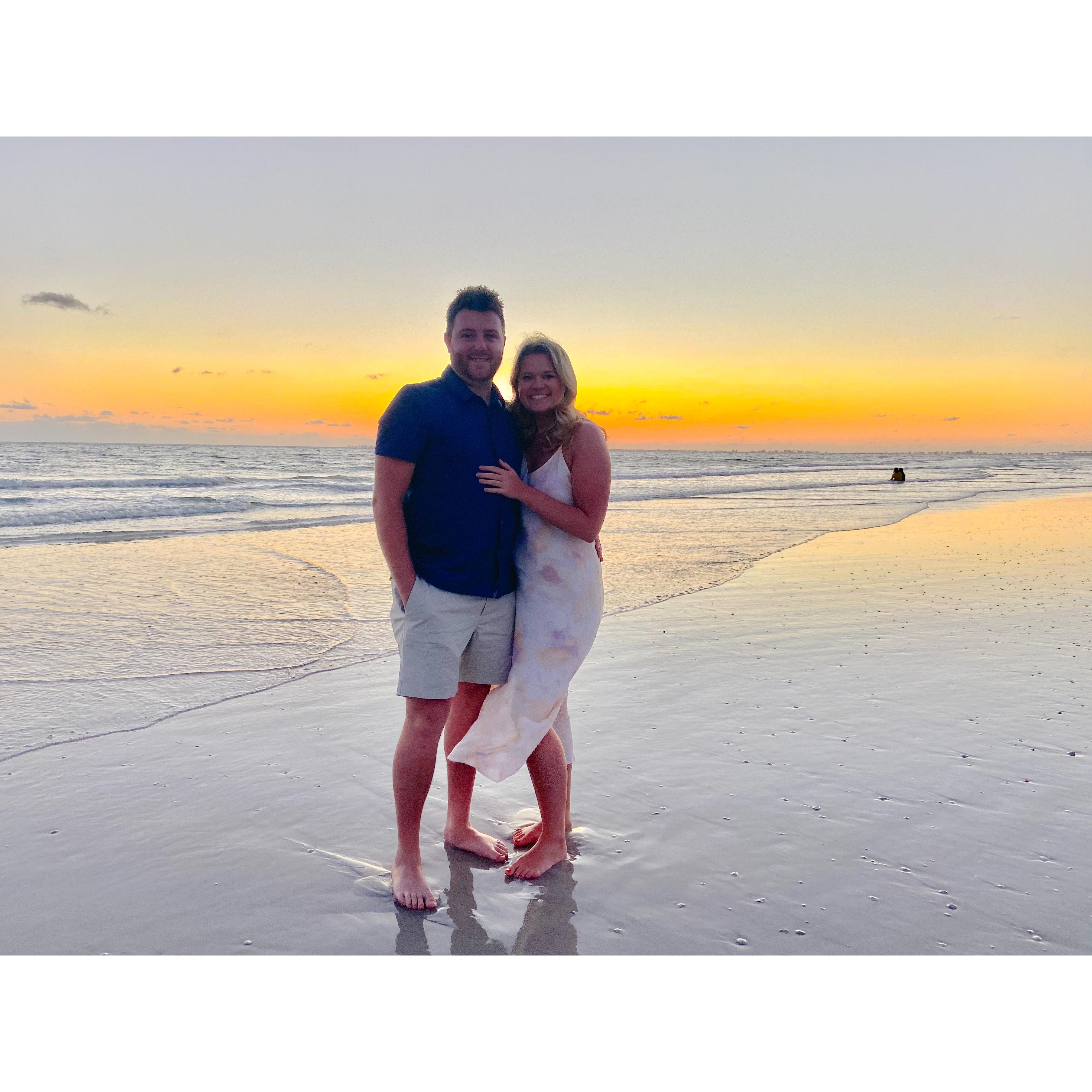 The picture we took in Fort Meyers Beach Florida for our 5 month anniversary, that everyone thought was an engagement announcement! Lol!