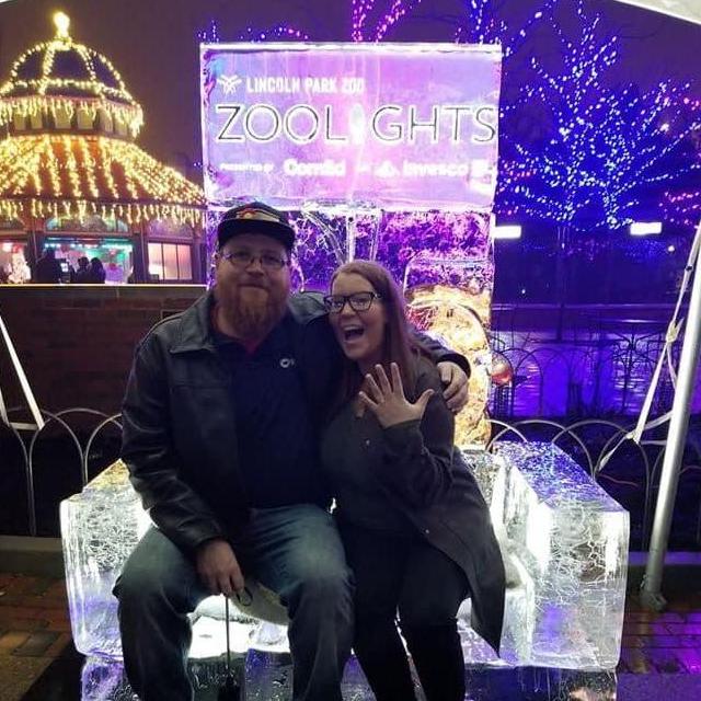 The night Boyd proposed at Lincoln Park Zoo underneath the Zoo Lights!