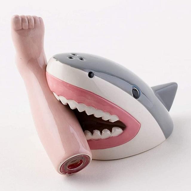 One Hundred 80 Degrees Aurrra Ceramic Shark and Foot Salt and Pepper Shaker Set, 3.75 Inches, Solar Fountain Pump