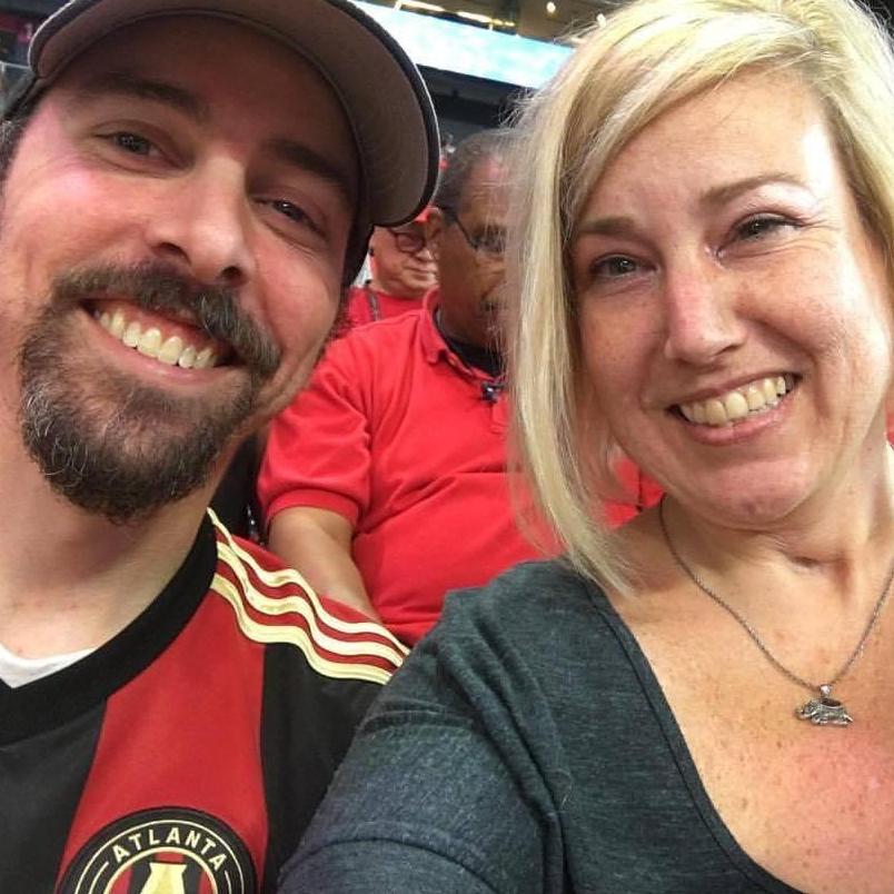 At the Atlanta United Soccer game at Mercedes Benz Stadium.