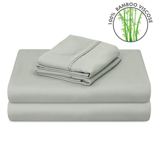PANDATEX Super Soft 100% Bamboo Sheets Set 4 Pieces Cool & Breathable Fits up to 16 inches Mattress, Natural Organic Eco Friendly Resists Wrinkle Bed Sheets Set - Queen Size, Green
