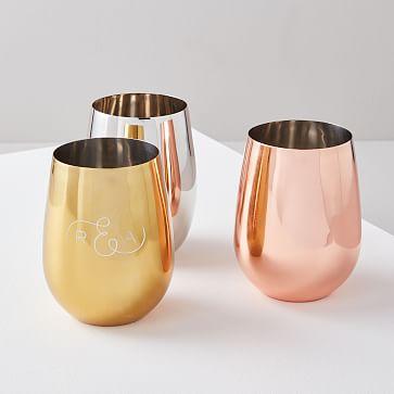 Metal Stemless Wine Glasses