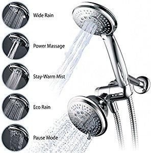 Hydroluxe Full-Chrome 24 Function Ultra-Luxury 3-way 2 in 1 Shower-Head /Handheld-Shower Combo