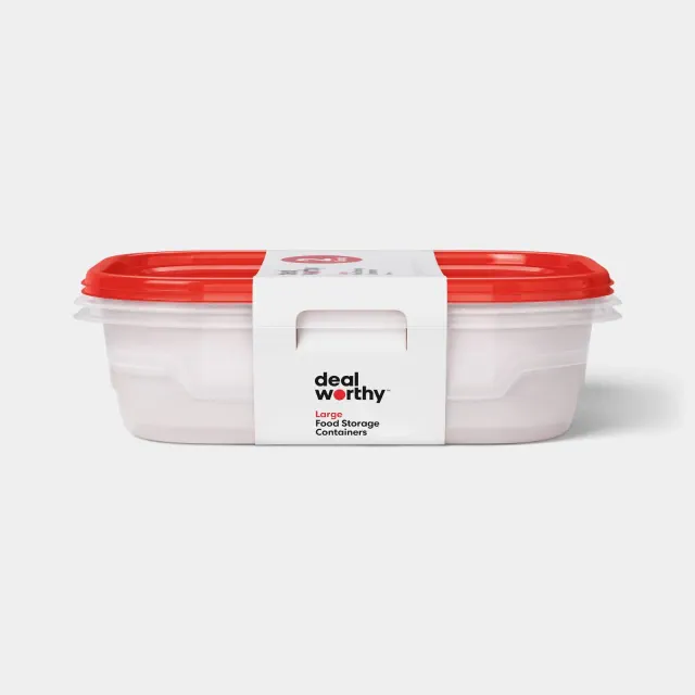 Large Rectangle Food Storage Containers - 128oz/2ct - Dealworthy™
