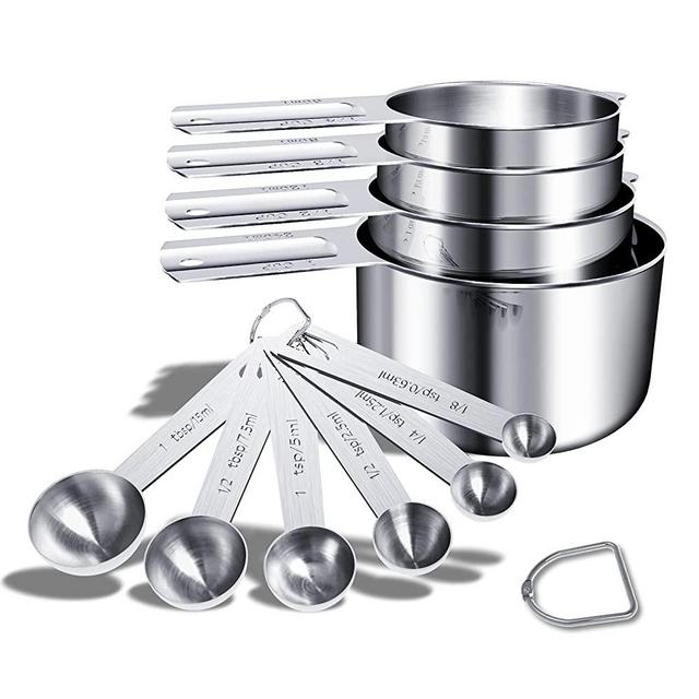 Stainless Steel Measuring Cups & Spoons 10-Piece Set, 4 Cups and 6 Spoons,Kitchen Gadgets for Cooking & Baking