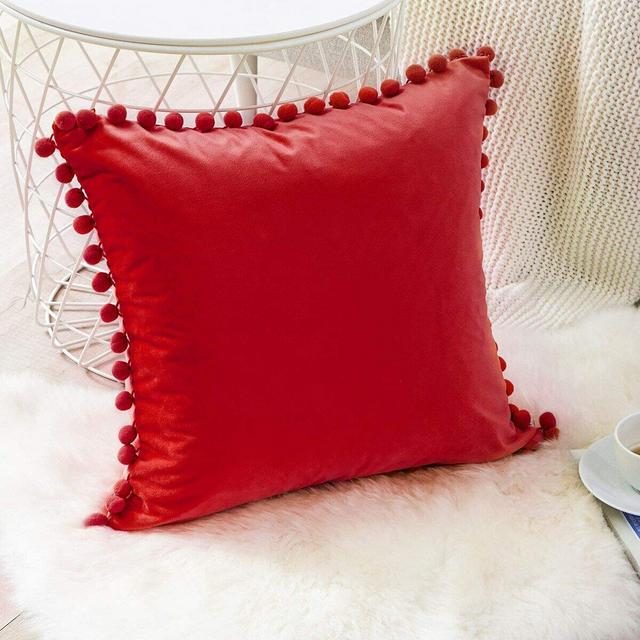 Lamendola Pom Velvet Throw Pillow Cover