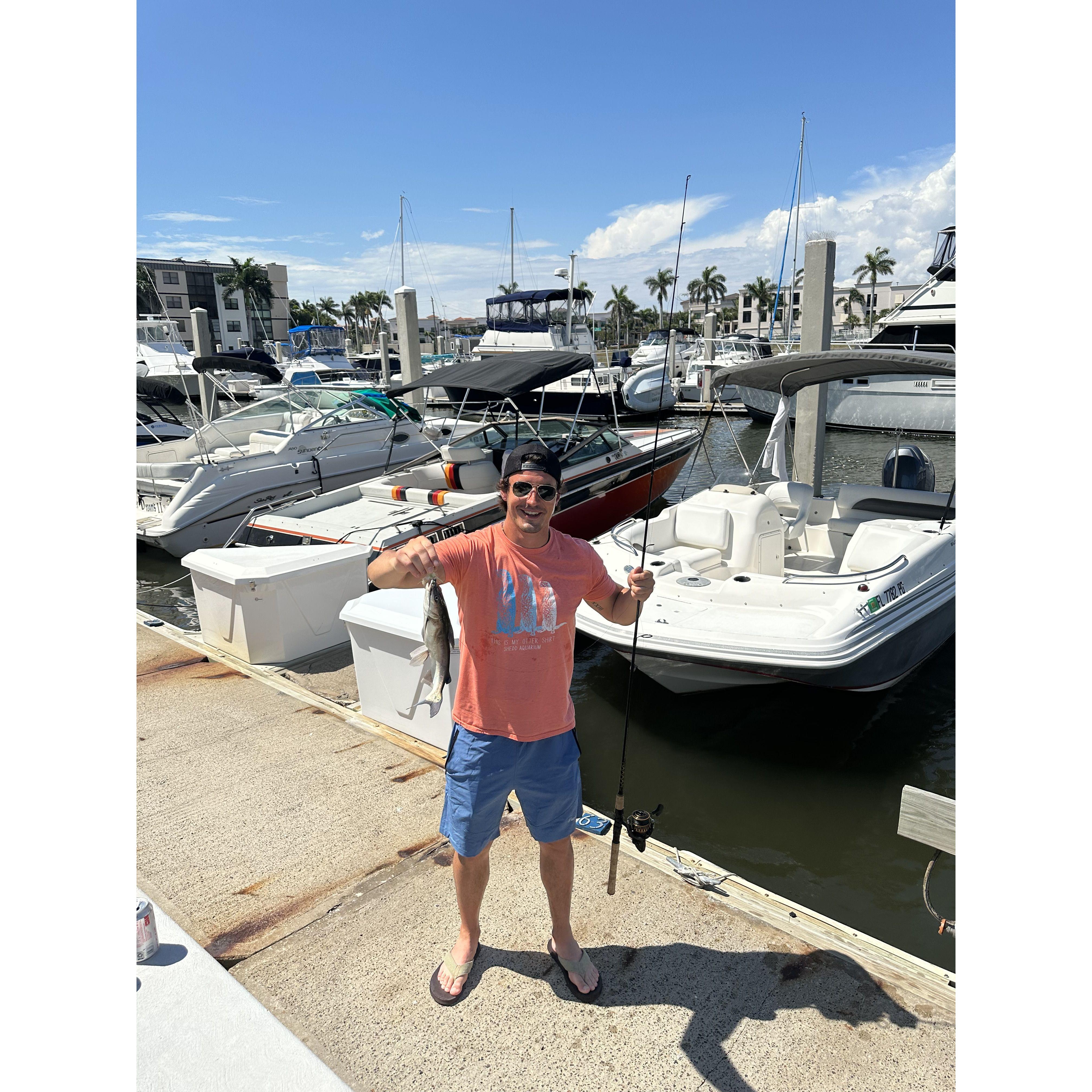 The first fish Colton caught in the Airbnb we stayed in in Naples!