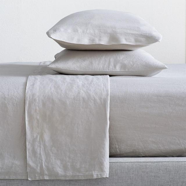 Belgian Linen Sheet Set, Queen, Frost Gray