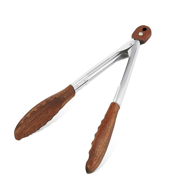 Wooden Tongs for Cooking, Multi-Purpose for Tossing Salads, Grilling, Flipping Food & Serving Bread - Strong Grip Walnut Wood Tips, Heat Resistant & Non-Deforming (9 inch)