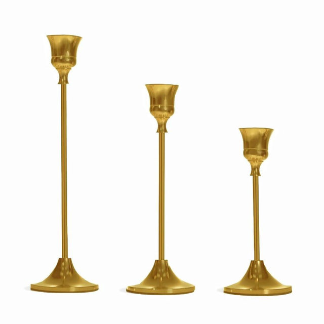 NLBTW Brass Gold Candle Stick Candle Holder Set of 3, Vintage Taper Candlestick Holders Festive Home Decor Hurricane Candle Holders for Fireplace Table Centerpiece