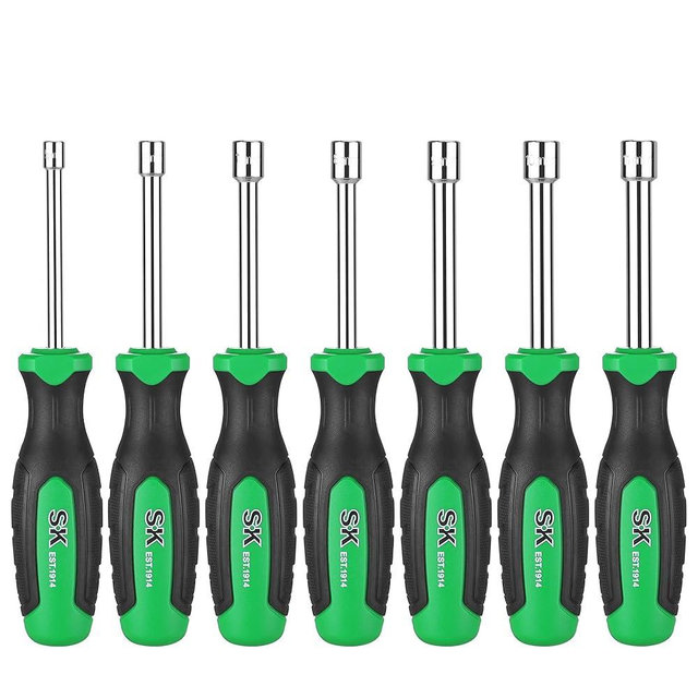 SK 7-Piece Metric Nut Driver Set, 5, 6, 7, 8, 9, 10, 11 mm, Premium CR-V Construction, SureGrip Handle