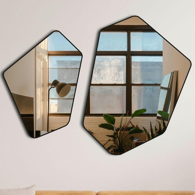 Irregular Bathroom Mirror, Asymmetrical Wall Mirror, Aesthetic Angled Mirror, Hallway Mirror for Home Decor, Hanging Mirror for Living Room